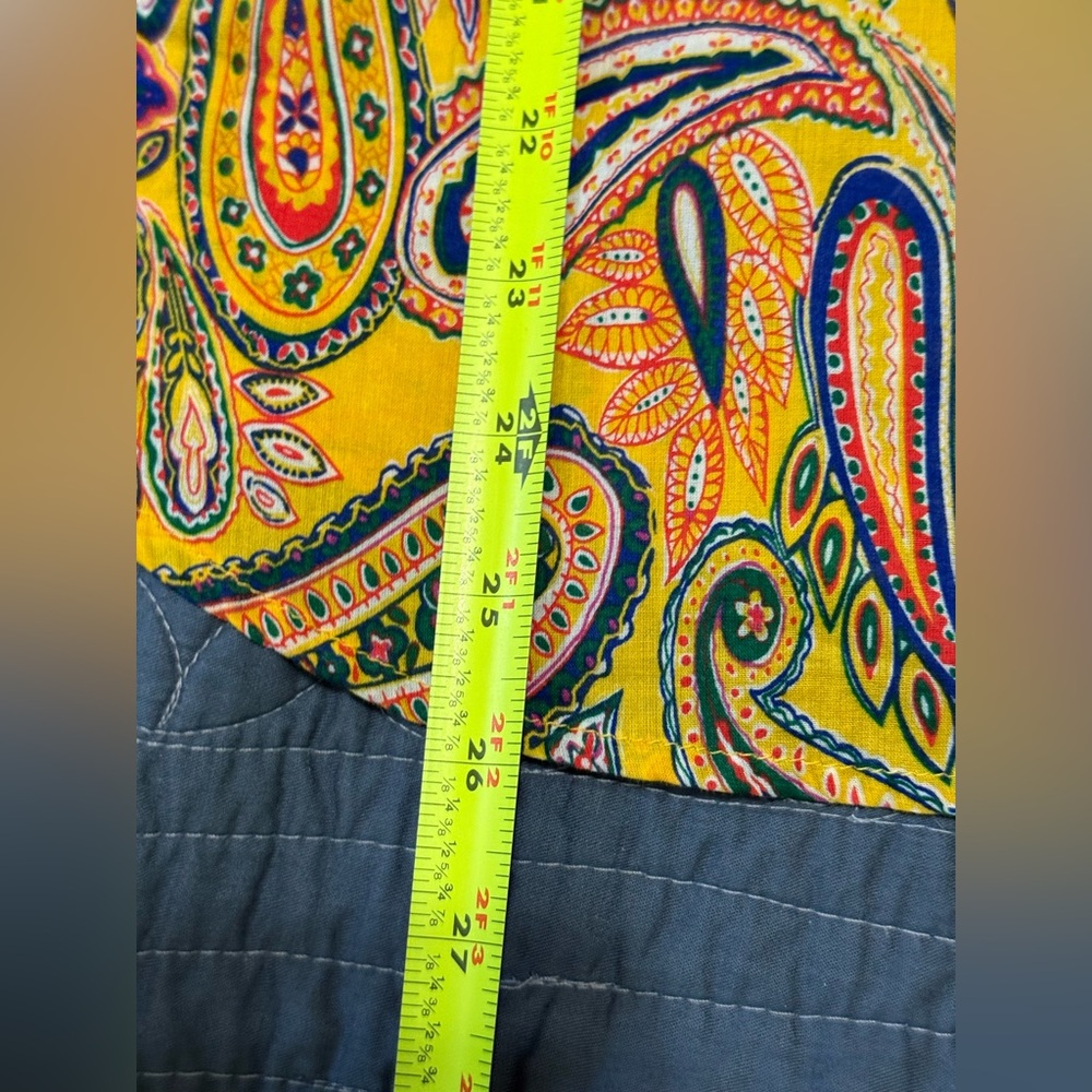 Lauren Ralph Lauren Women’s Large Yellow Paisley Shirt Roll Tab sleeve blouse - Picture 13 of 13